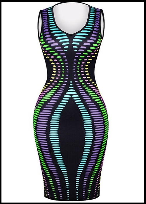 Farverig mønster formet kjole